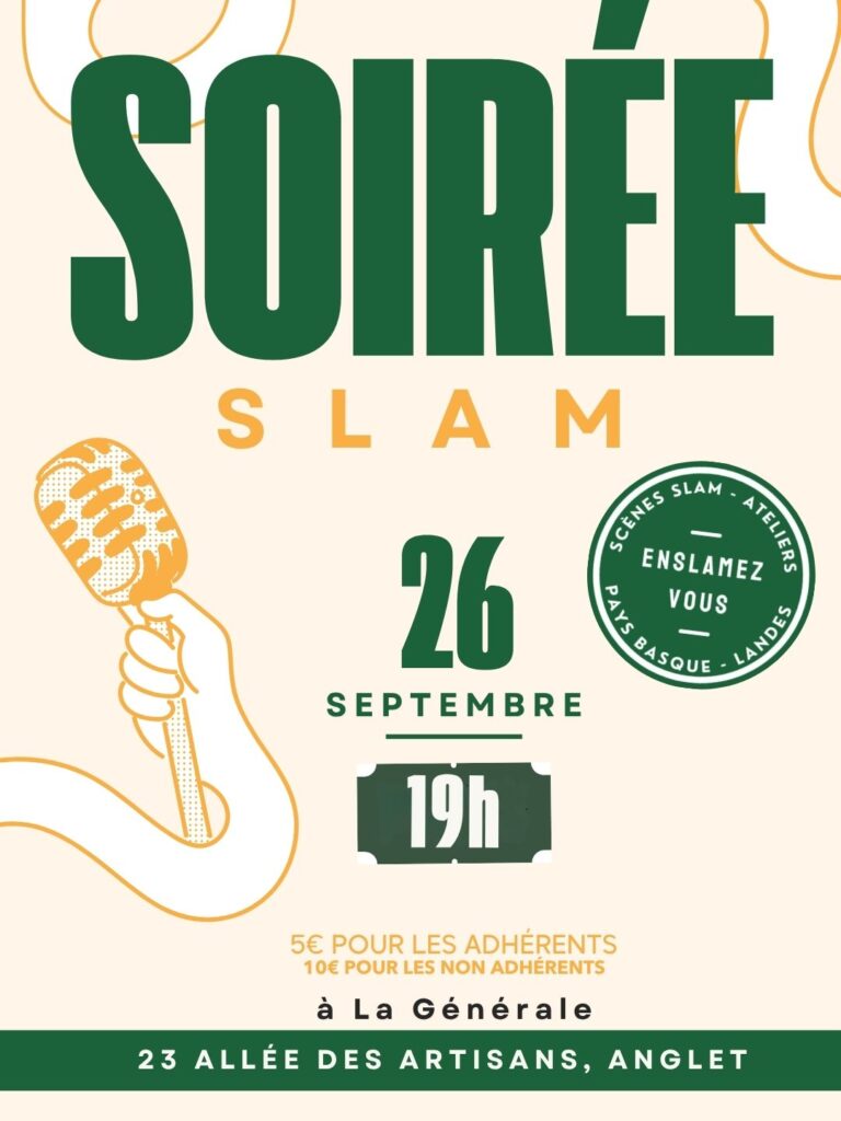 affiche annonçant la soirée slam du 26 septembre à la générale